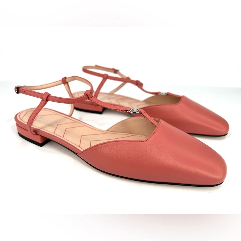 GUCCI WOMEN'S BALLET FLAT WITH DOUBLE G INTERLOCKING LOGO SLINGBACKS SIZE EU 39 - Picture 9 of 9